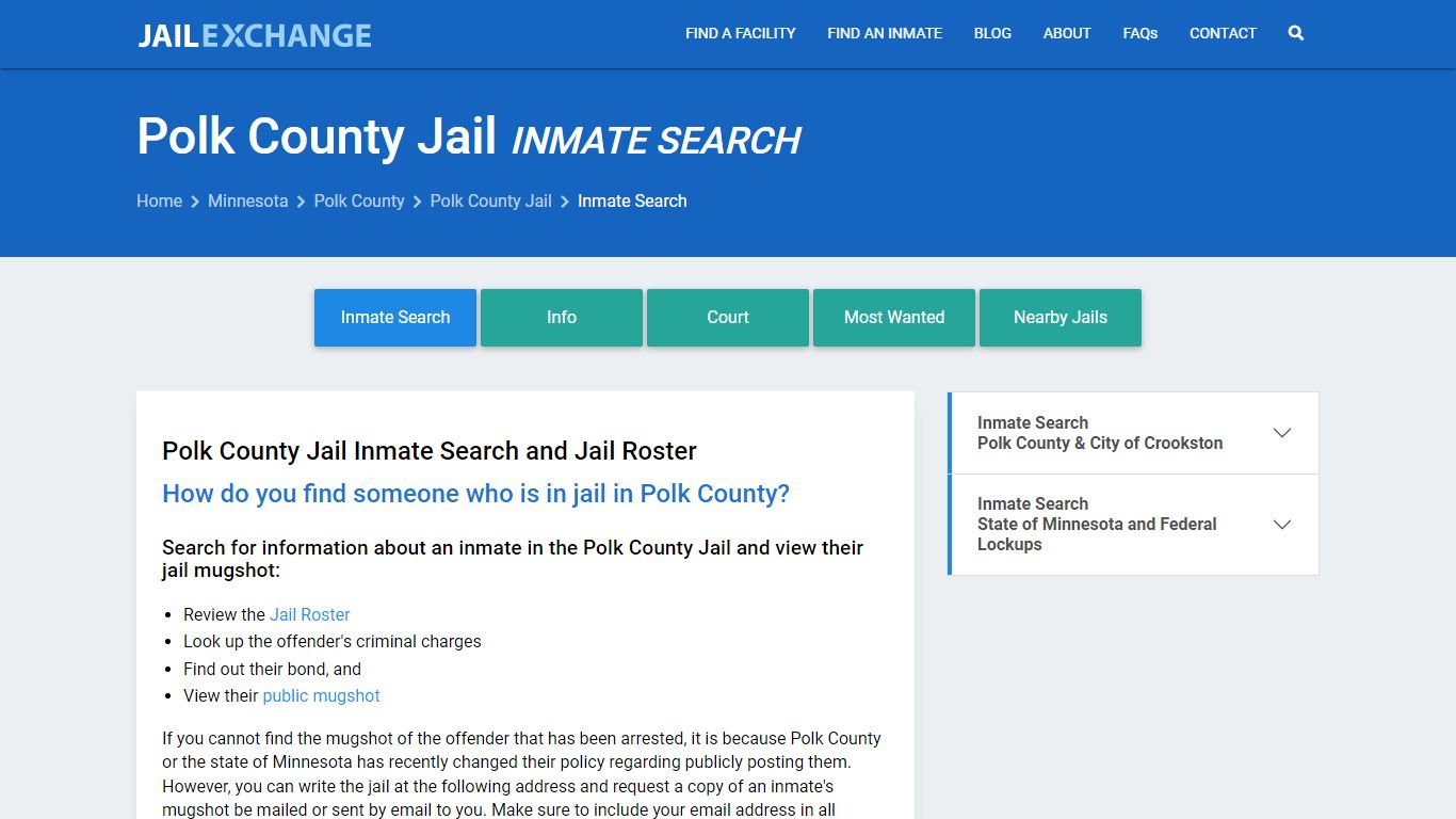 Inmate Search: Roster & Mugshots - Polk County Jail, MN